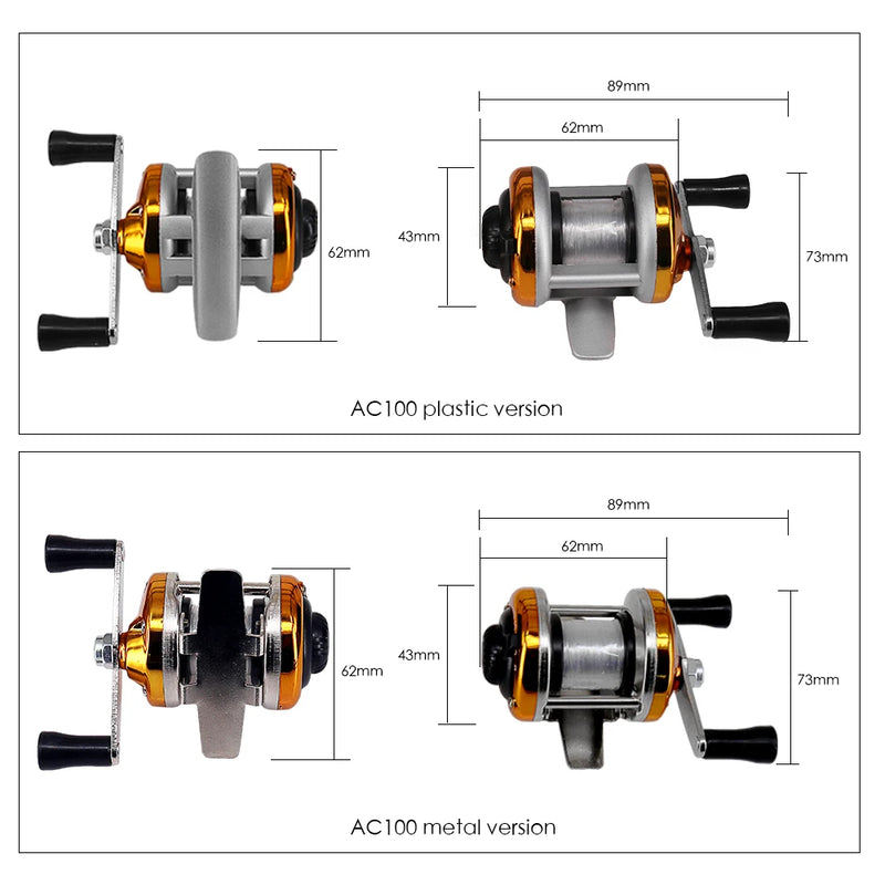 Mini Ice Fishing Reel — Plastic Spool