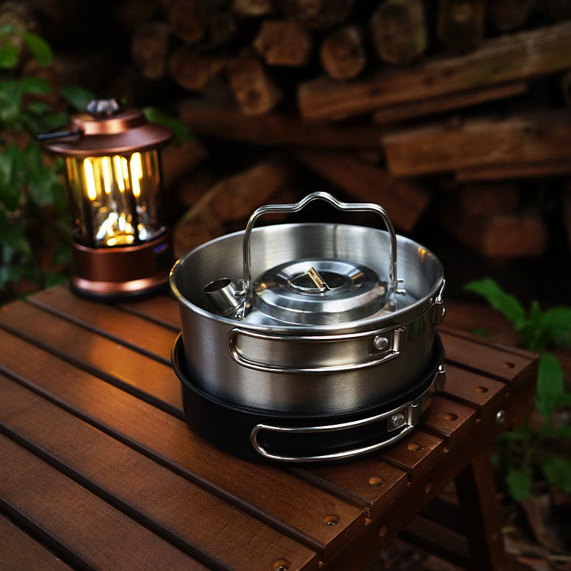 Stainless Steel Camping Pot, Pan & Kettle Set